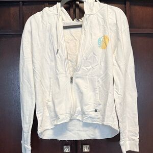 Roxy Off-White Zip-Up Hoodie with Logo